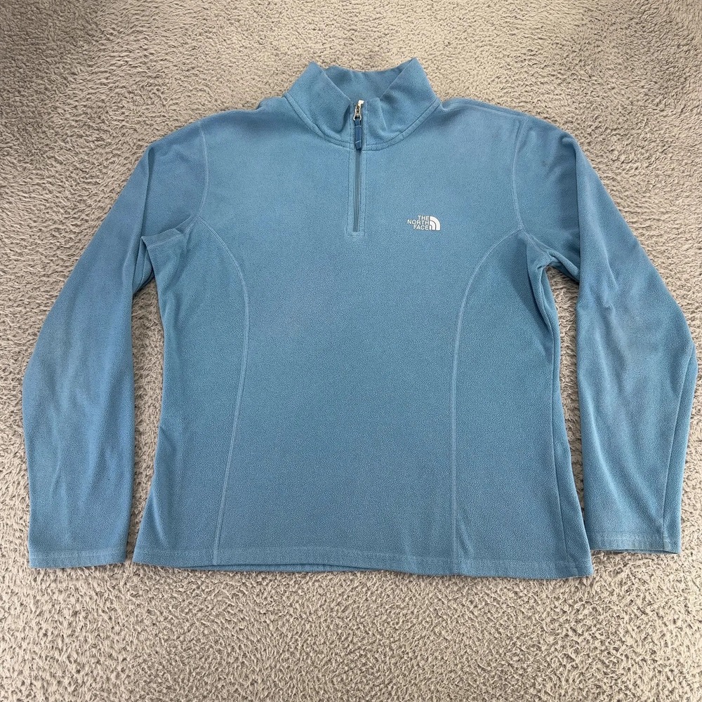 The North Face Jacket Womens Large Blue TKA 100 Fleece 1/4 Zip Long Sleeve Camp
